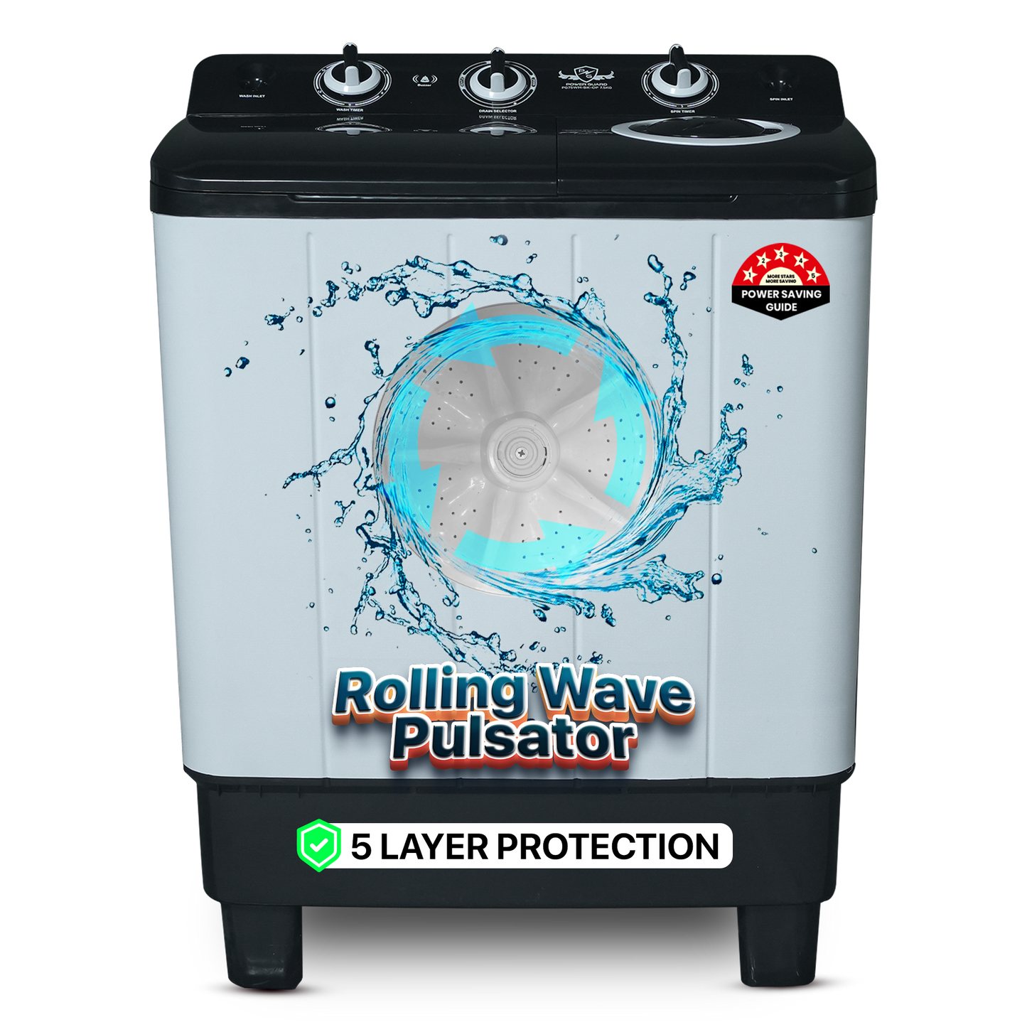 Power Guard Semi-Automatic Washing Machine 7.5 kg