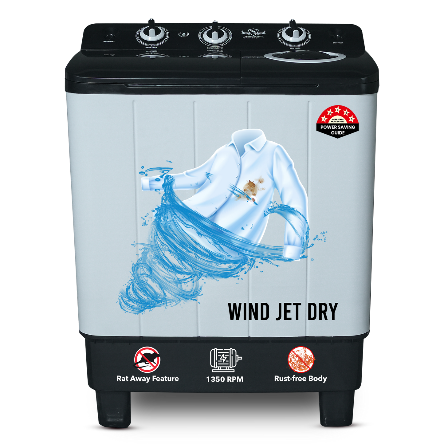 Power Guard Semi-Automatic Washing Machine 6.5 kg