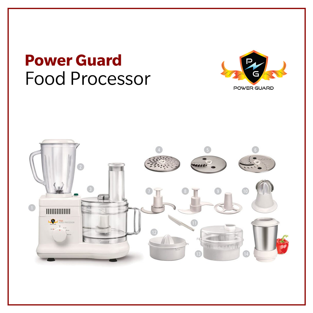Food Processor: Power Guard Food Processor 650 Watts with 12 Attachments