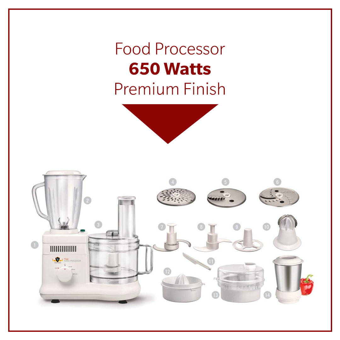 Food Processor: Power Guard Food Processor 650 Watts with 12 Attachments