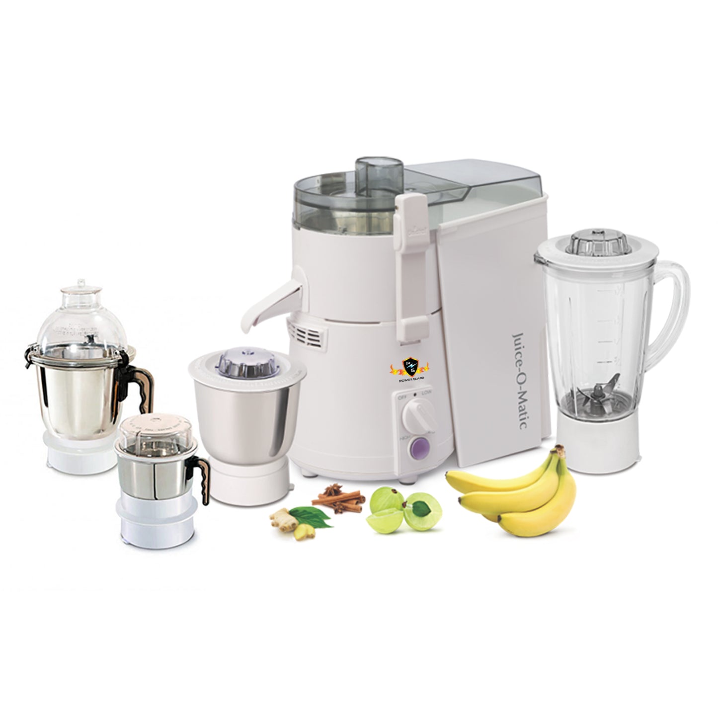 Juicer Mixer Grinder: Power Guard ALL-IN-ONE 925 Watts SM SERIES (3 Jars + 1 Plastic Poly Jar with Fruit Filter)