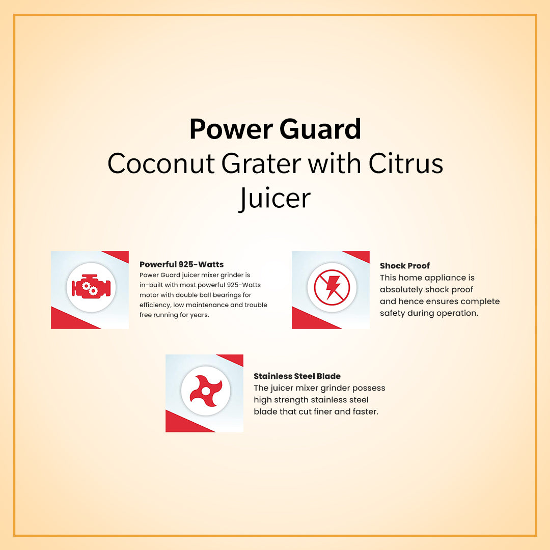 Coconut Grater: Power Guard Coconut Grater With Citrus Juicer (400 Watts)