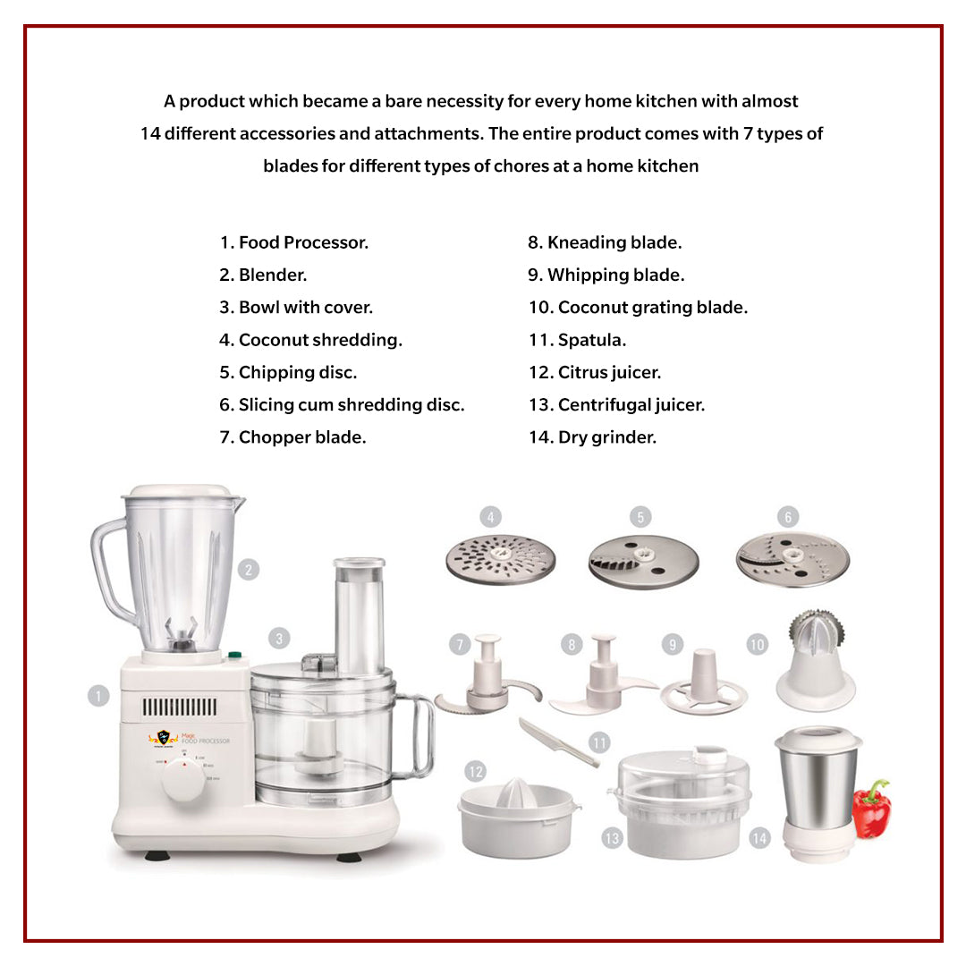 Food Processor: Power Guard Food Processor 650 Watts with 12 Attachments