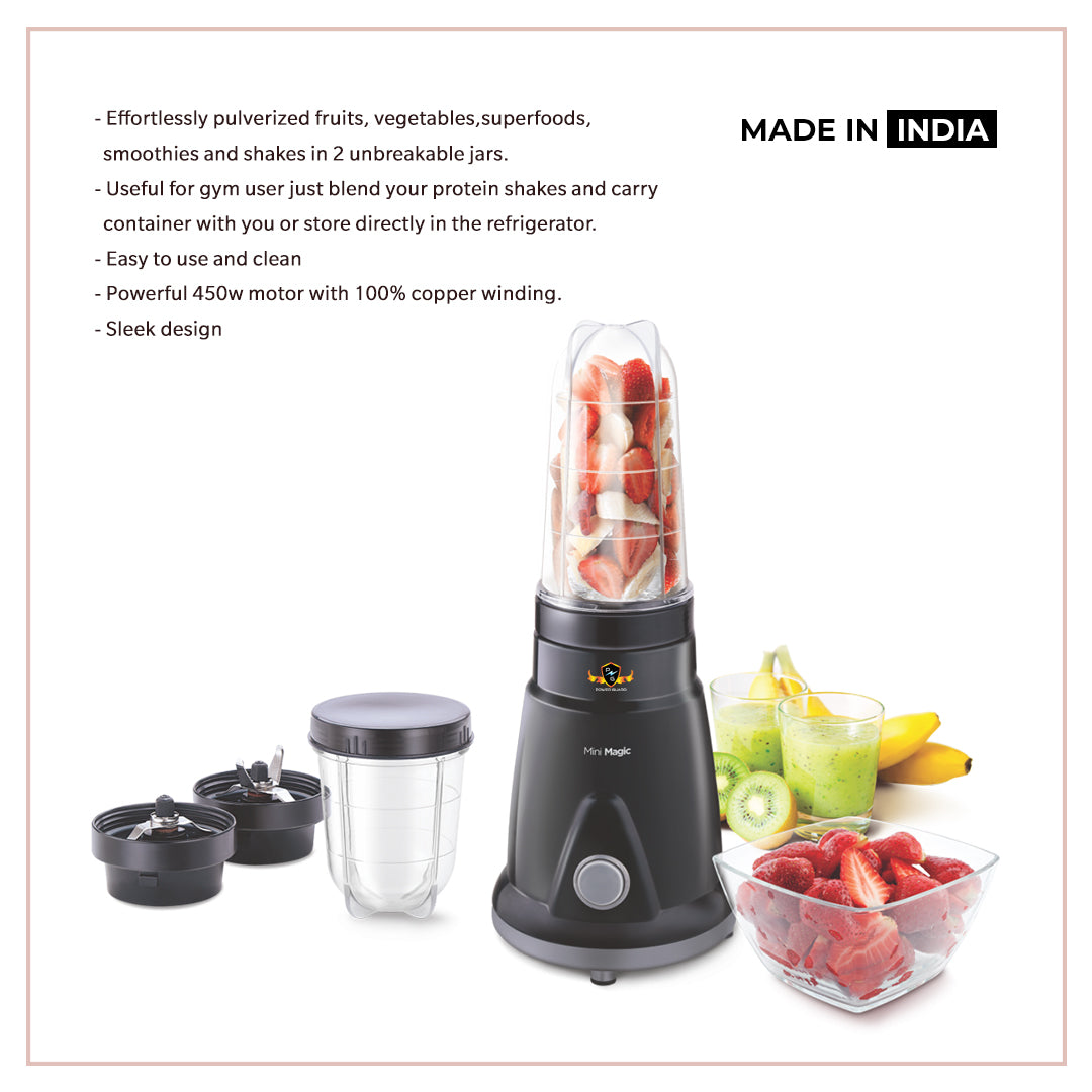 Juicer Mixer: Power Guard Mini Magic 450 Watts (2 Jars)(Smoothie Maker)