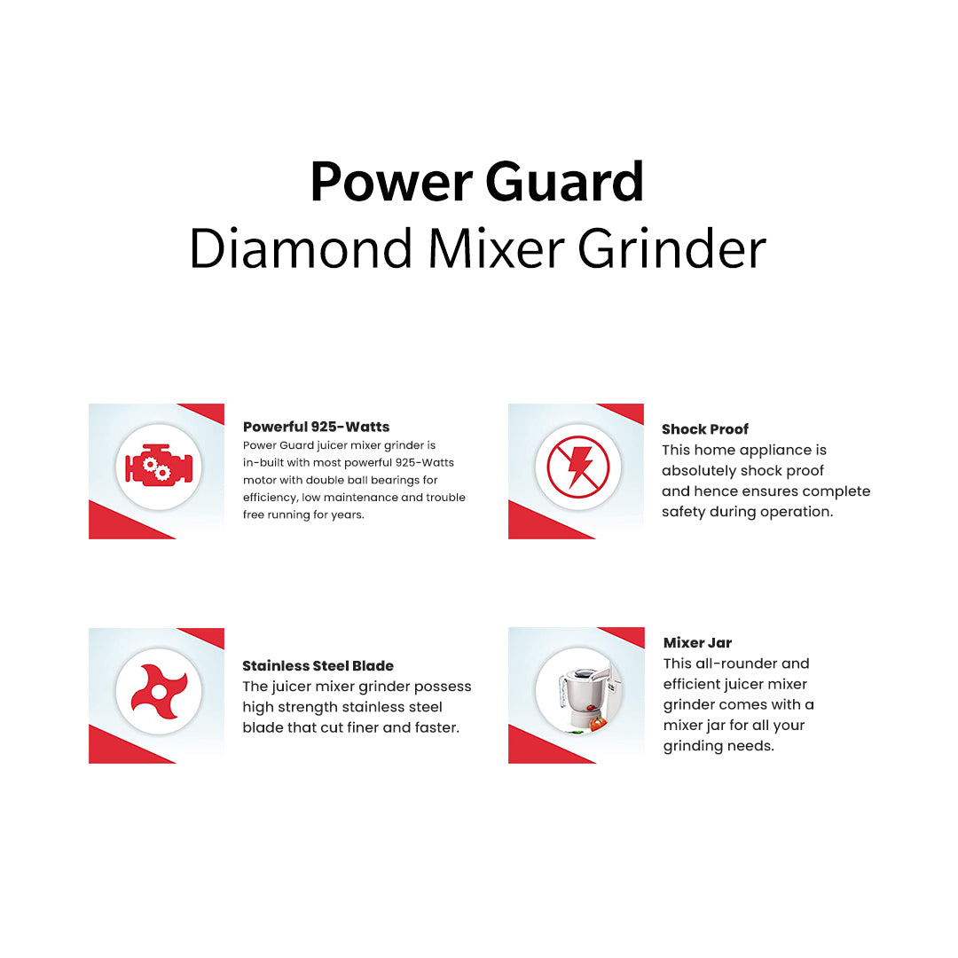 Mixer Grinder : Power Guard Diamond Mixer Grinder 925 Watts (3 Jars)