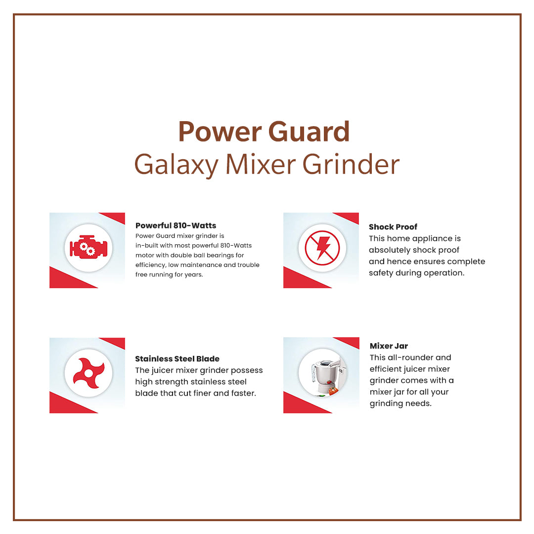 Mixer Grinder: Power Guard Galaxy Mixer Grinder 810 Watts