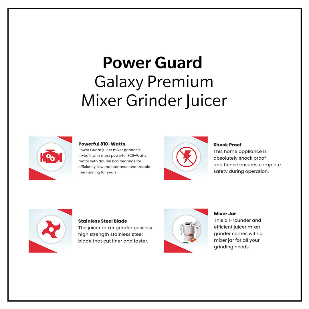 Mixer Grinder: Power Guard Galaxy Premium Mixer (1.1 HP)( 4 Jars)