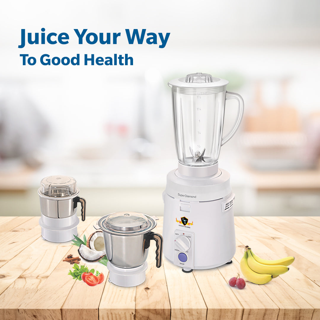 Mixer Grinder: Power Guard Super Diamond Mixer Grinder 925 Watts ( 2 Steel Jars + 1 Poly-Carbonate Jar)